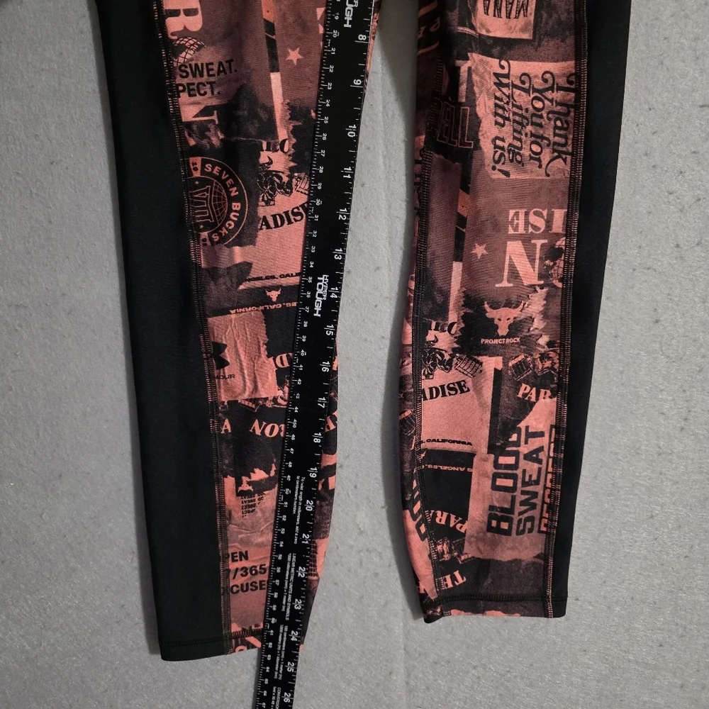 Under Armour Project Rock Womens HeatGear Print Ankle Leggings Size Medium
